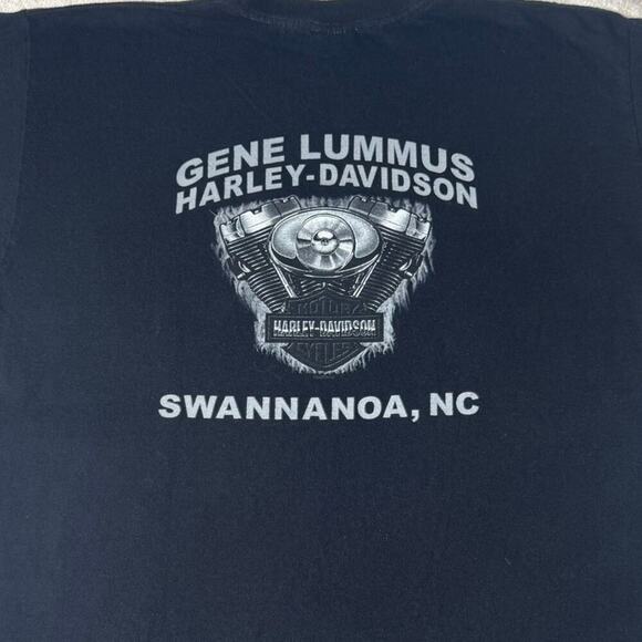 Vintage Harley Davidson Shirt Men Size L Black Graphic Motor Cycle Swannanoa NC - Picture 4 of 4